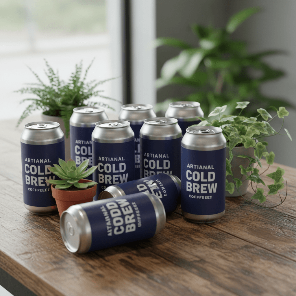 Latas de cold brew nitrogenado en la tienda