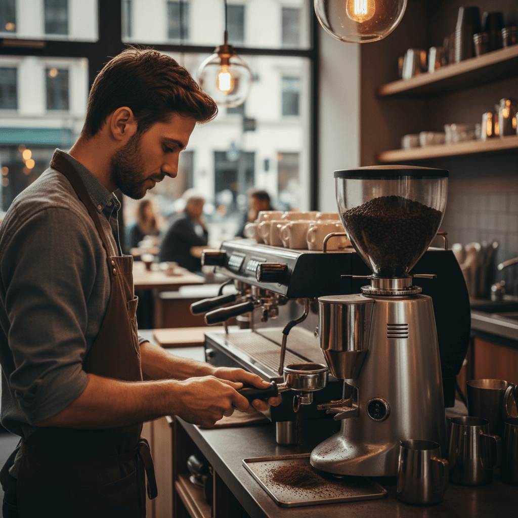 Molienda de café en molino de precisión